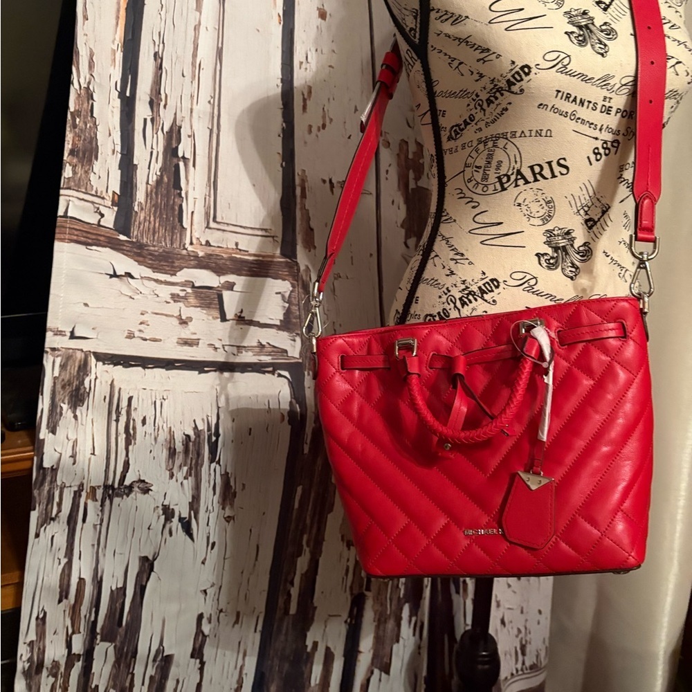 Micheal Kors Red Quilted Shoulder Bag